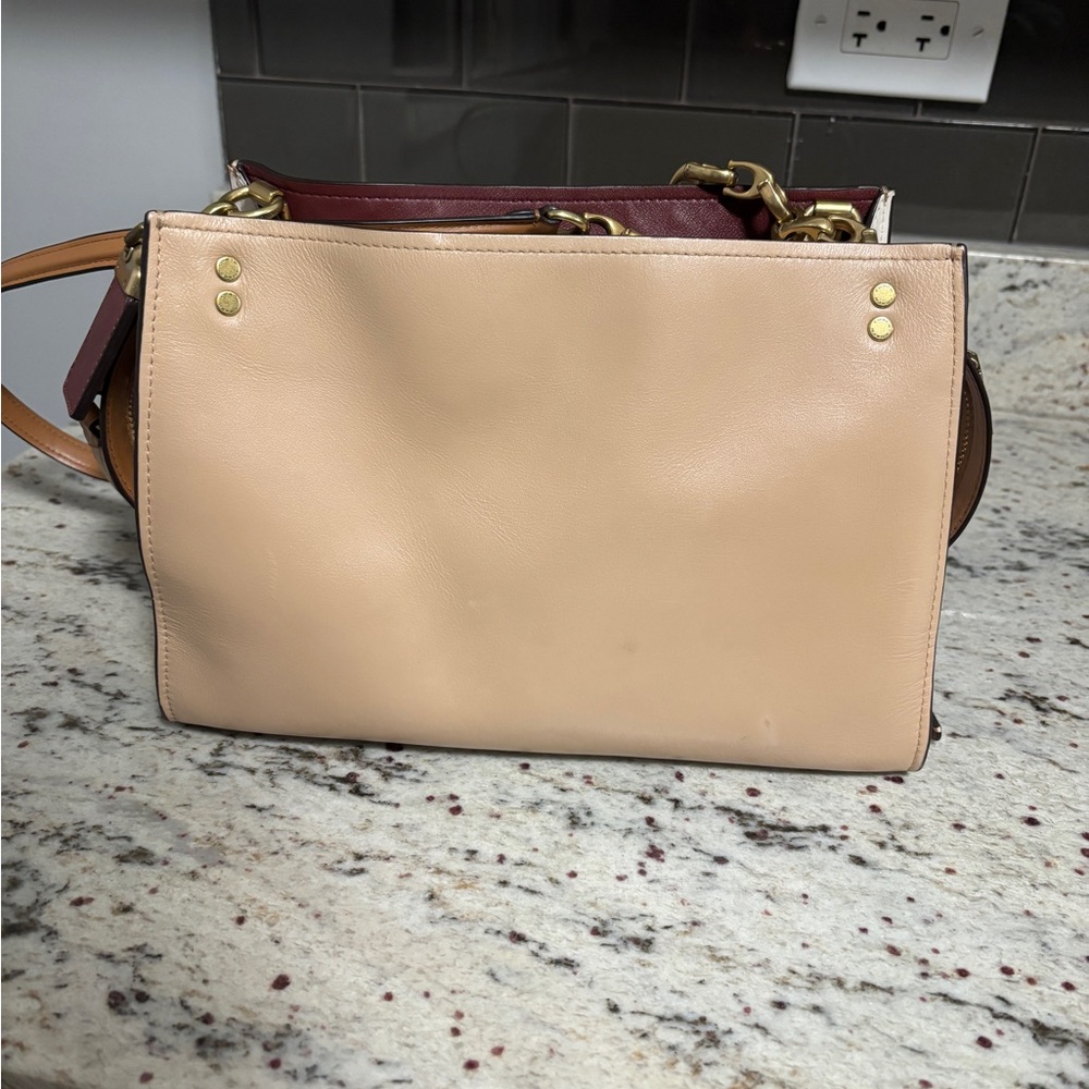 Coach Cream and Tan Rogue Shoulder Bag